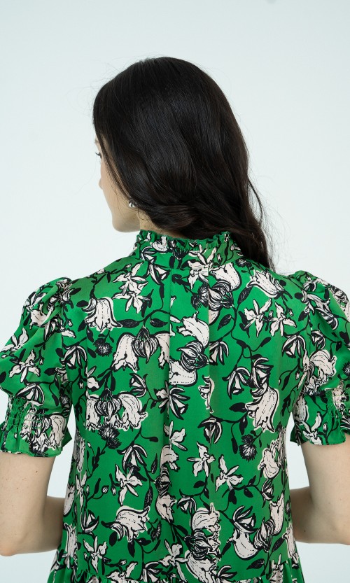 SIXDO Floral Mini Silk Dress